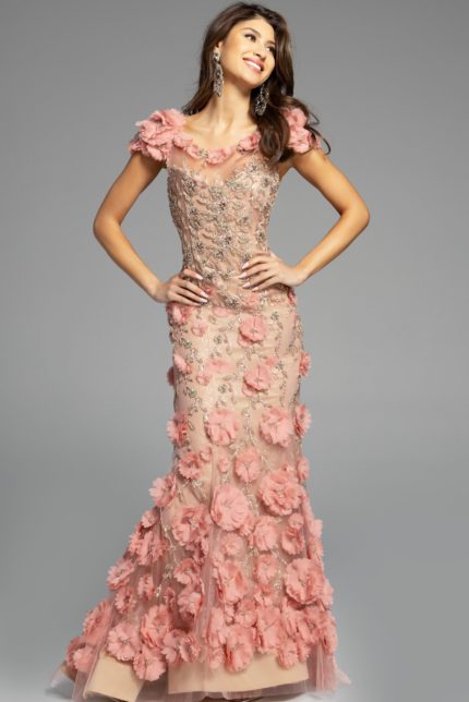 peach floral dress 38511