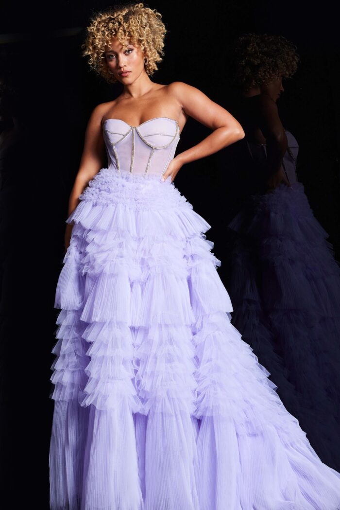 Model wearing Lilac Sweetheart Neckline Ball Gown 38539
