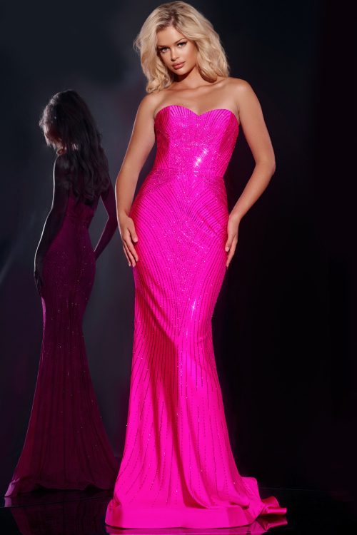 Strapless Beaded Long Dress 38655