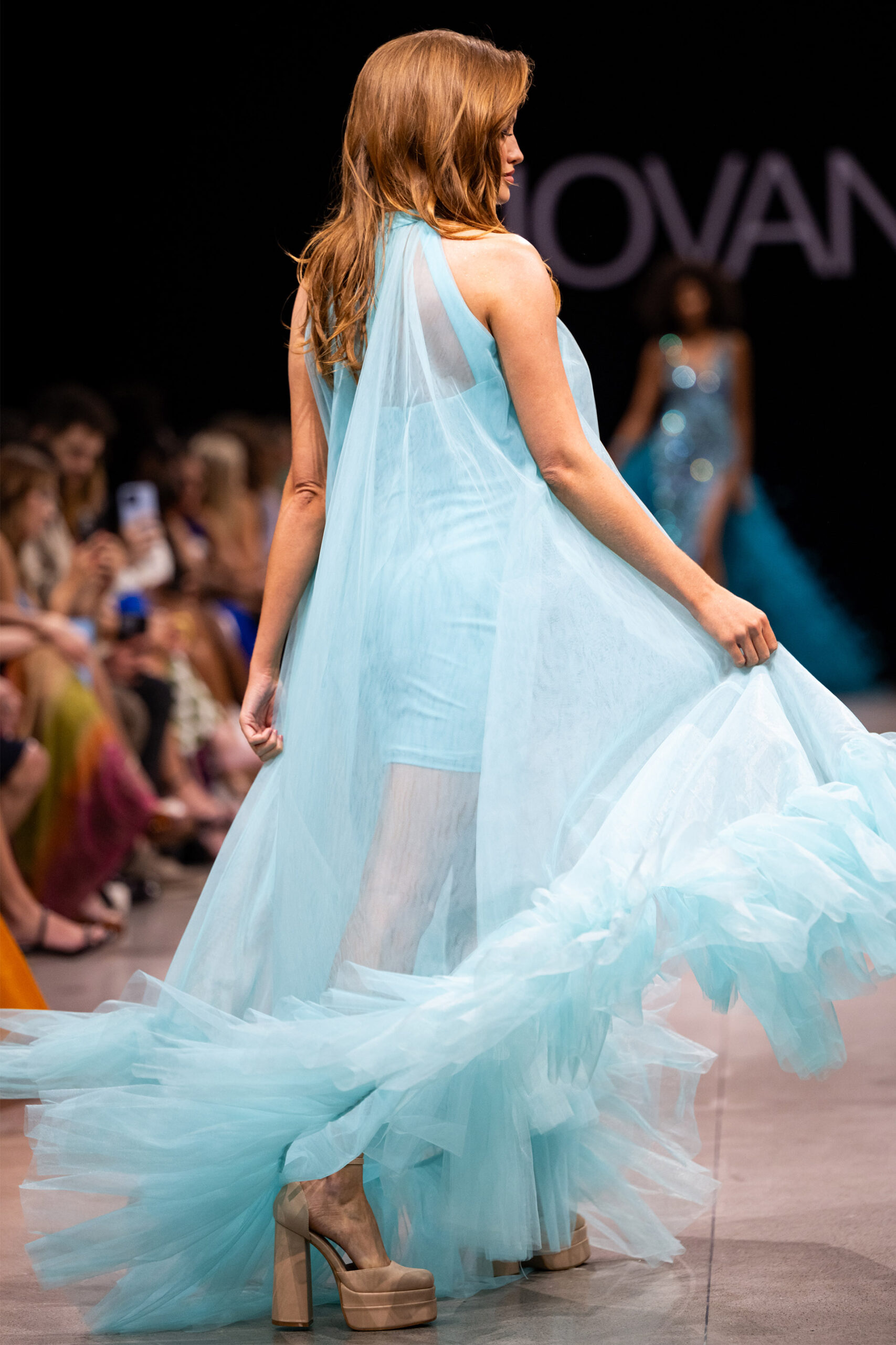 Jovani Style 38720 Turquoise High Neck Sheer Dress
