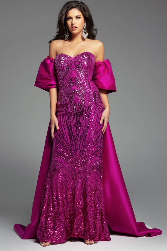 taffeta cape with embellished dress 38746