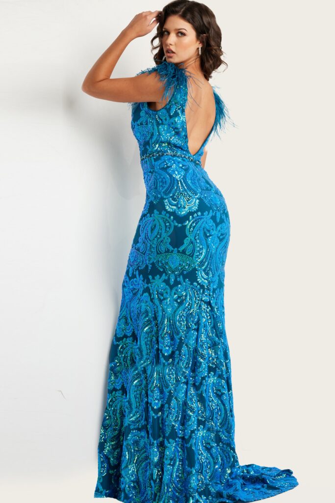 Royal Sequin Embellished Fitted Dress 38758