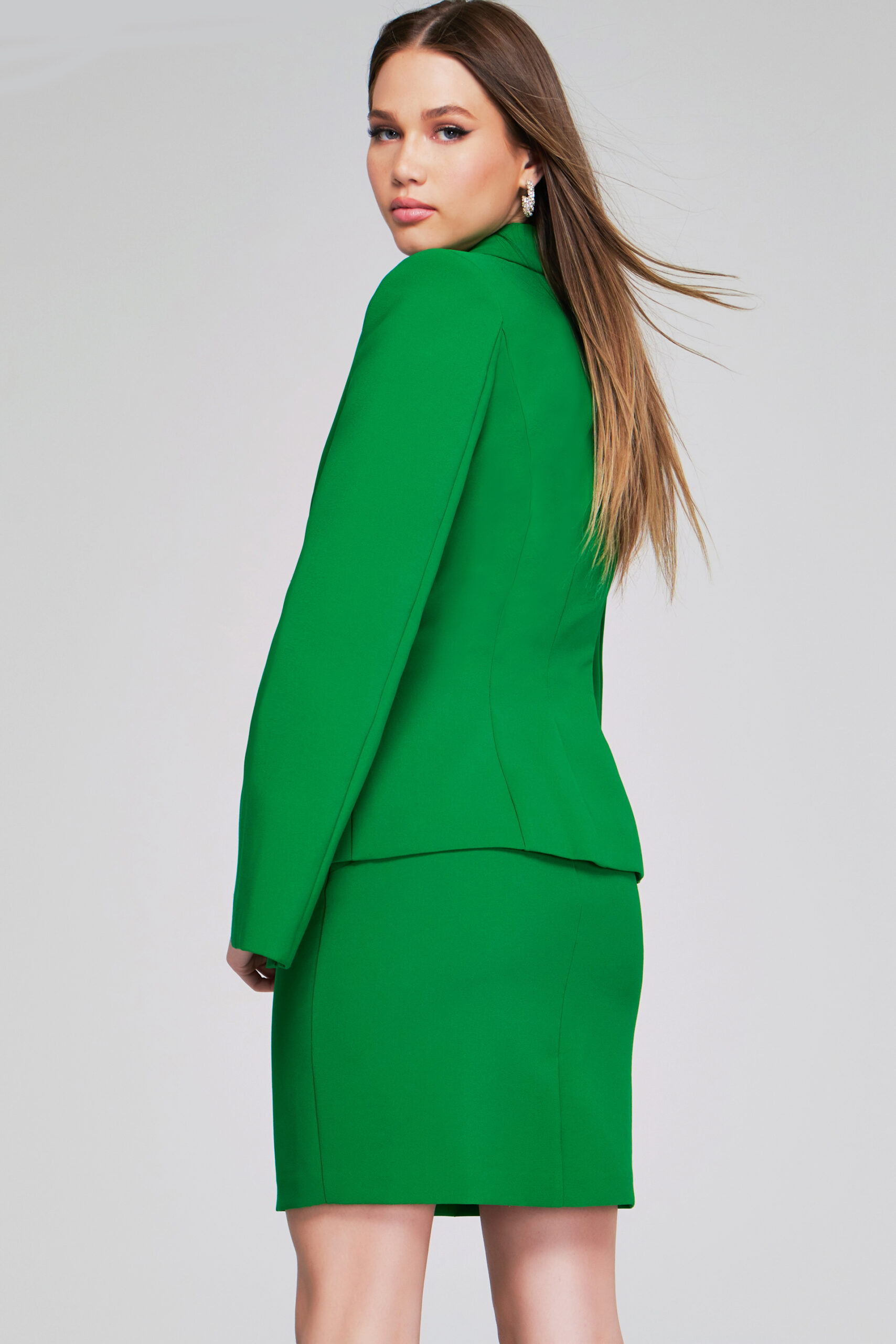 Elegant Green Split Sleeve Blazer Dress 38926