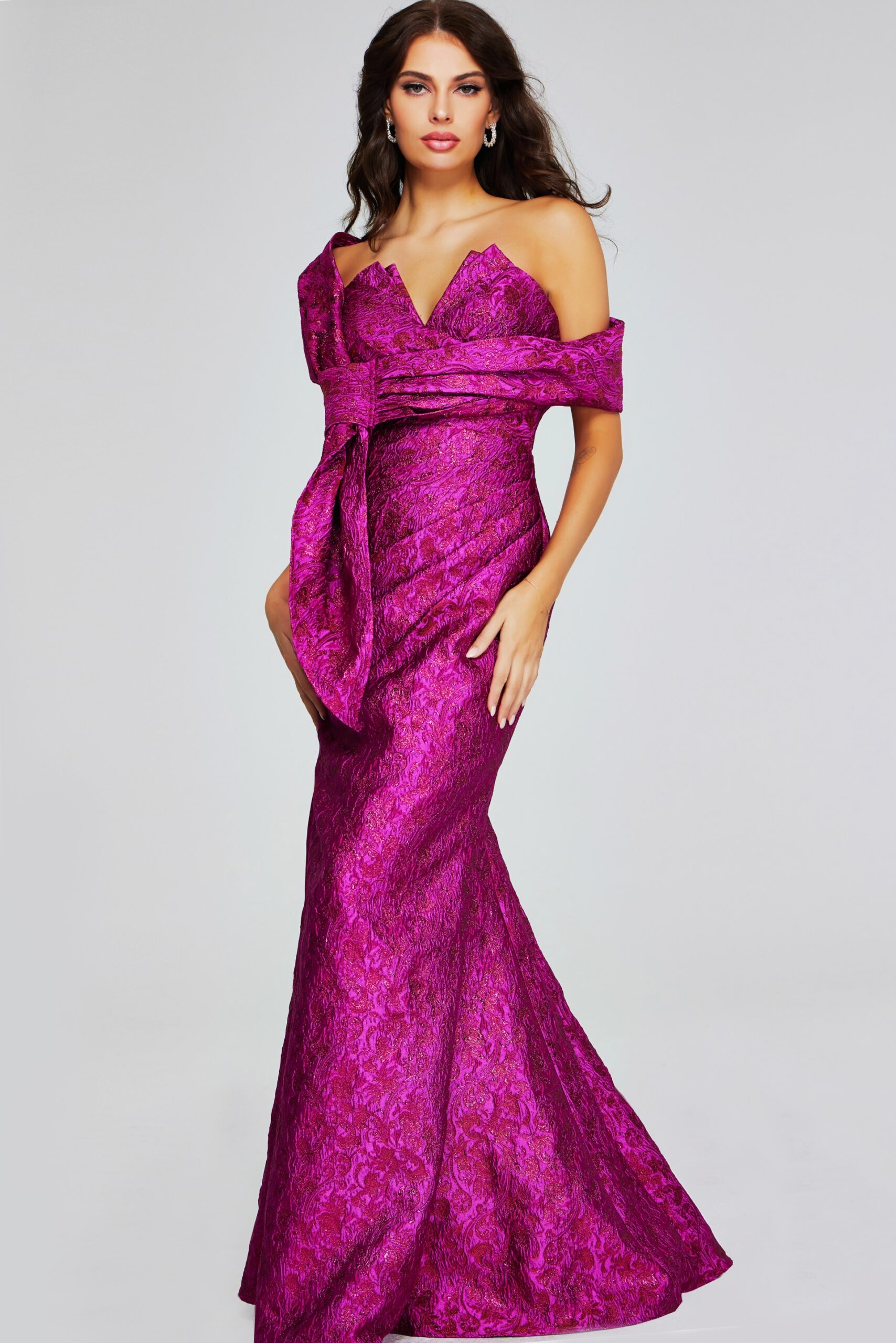 Vibrant Fuchsia Strapless Gown 39114