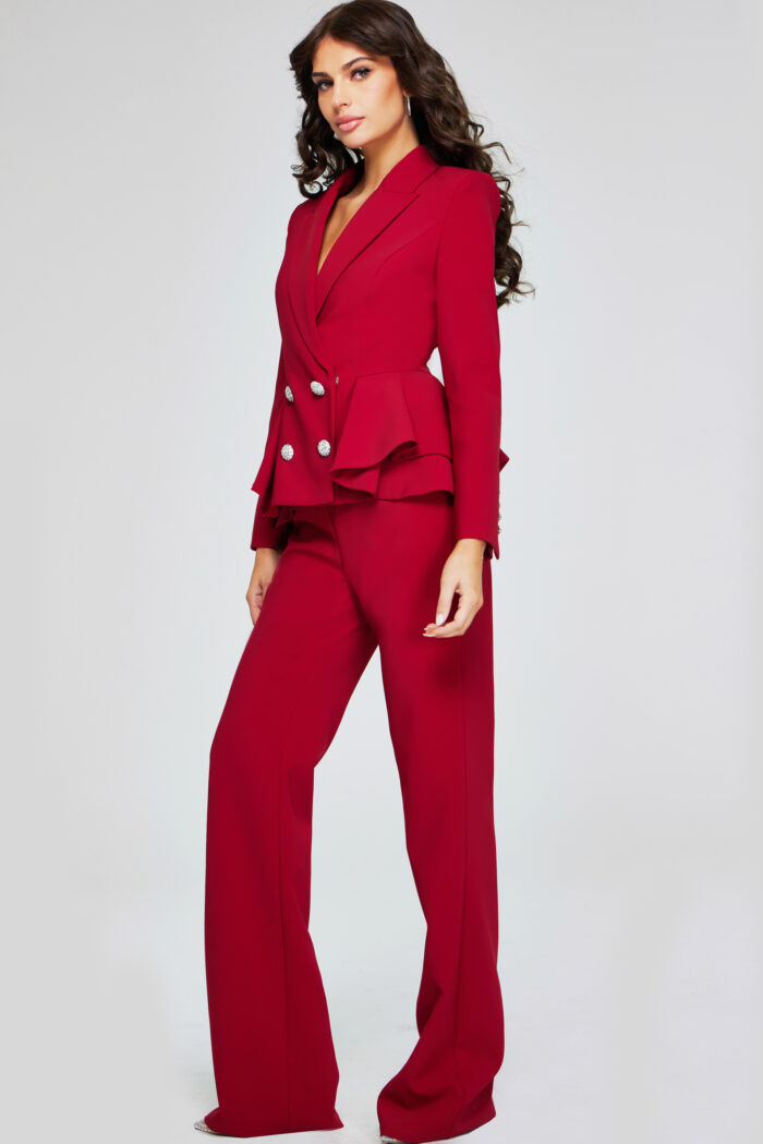 Model wearing Elegant Red Pantsuit 39374