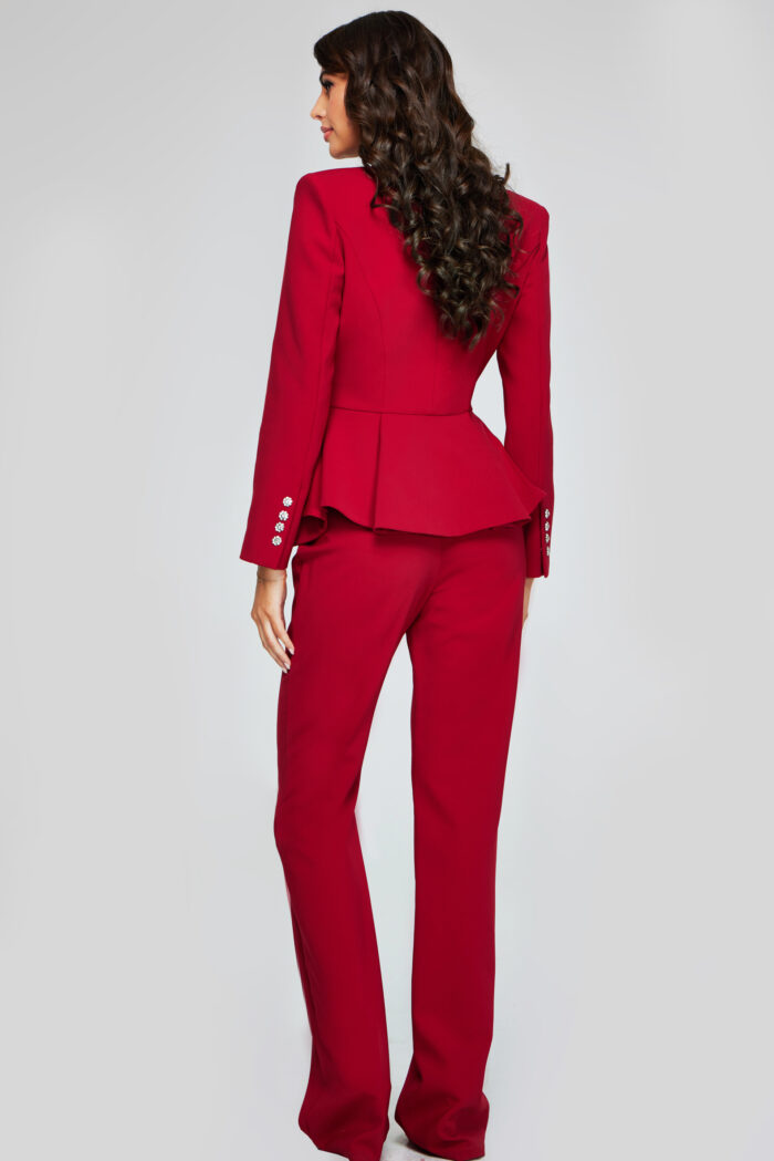 Model wearing Elegant Red Pantsuit 39374