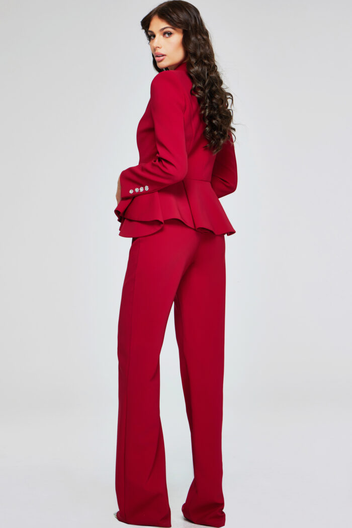 Model wearing Elegant Red Pantsuit 39374