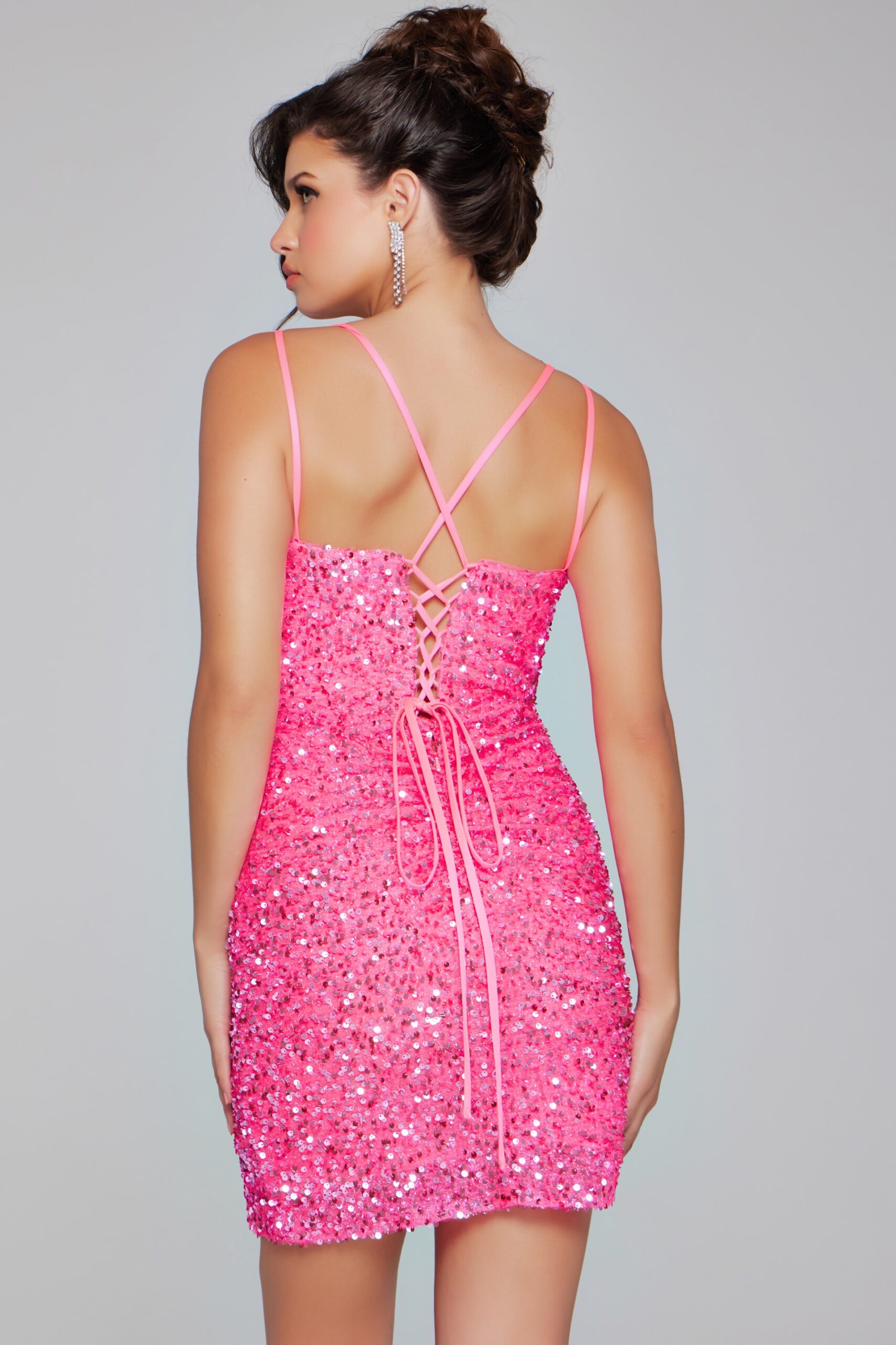 Hot Pink Sequin Fitted Dress 39630