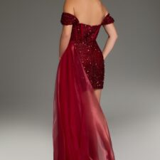 Sequin Mini Dress with Elegant Sheer Drape 39632 - Jovani