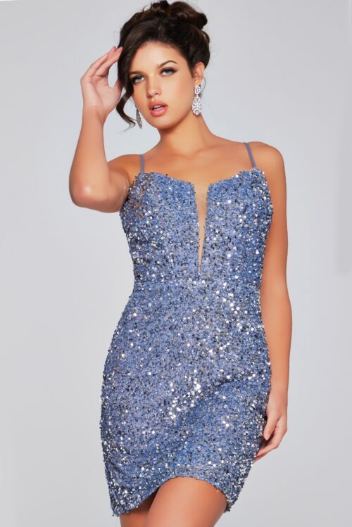 Model wearing Sequin Fitted Short Dress 39635