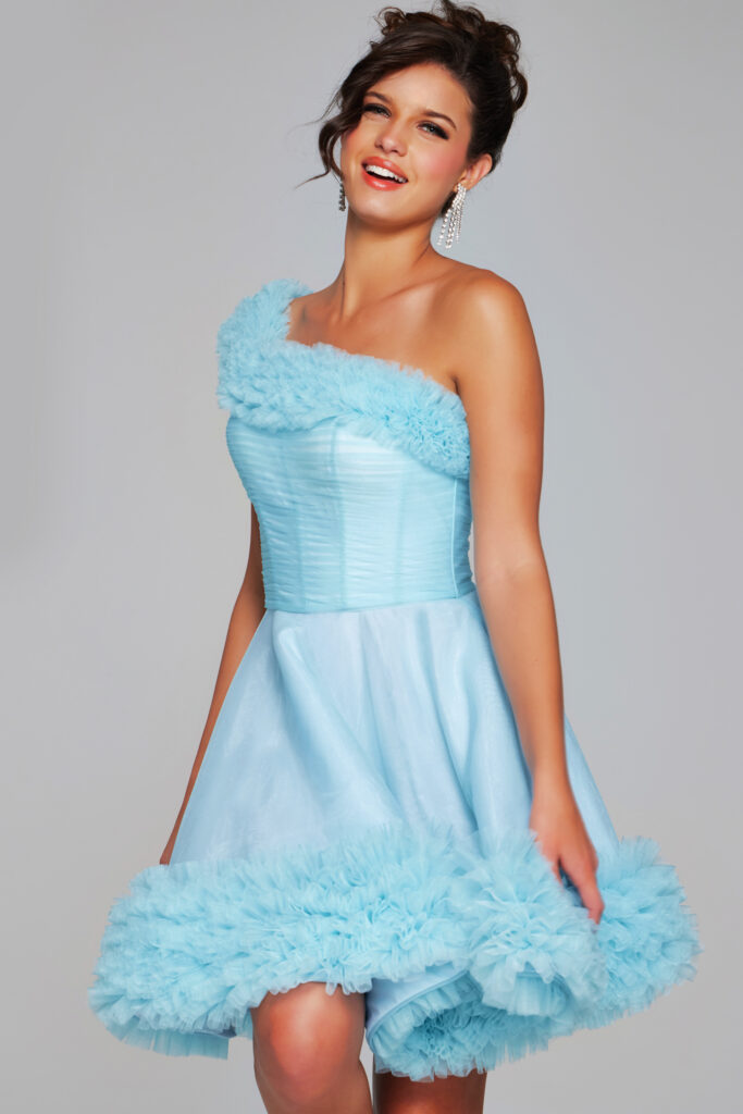 Blue One Shoulder Cocktail Dress 39665