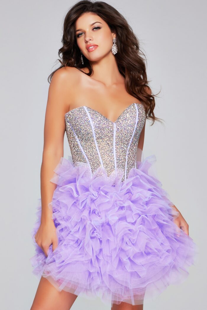 Model wearing Lilac Embellished Cocktail Dress 39748