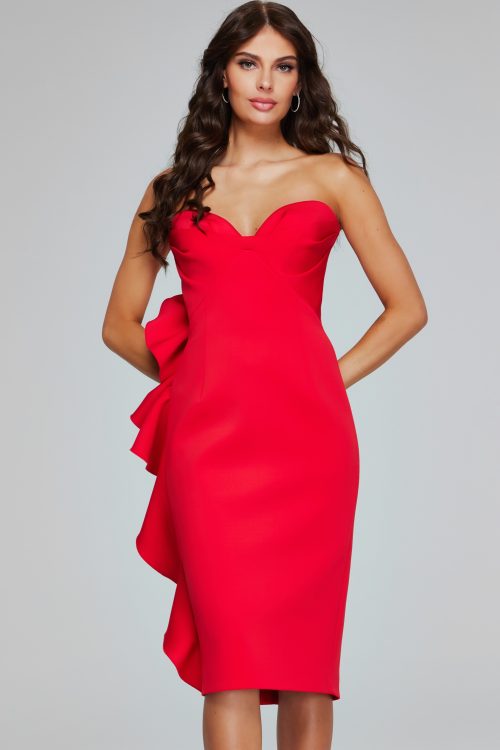 Red Fitted Contemporary Dress 40097