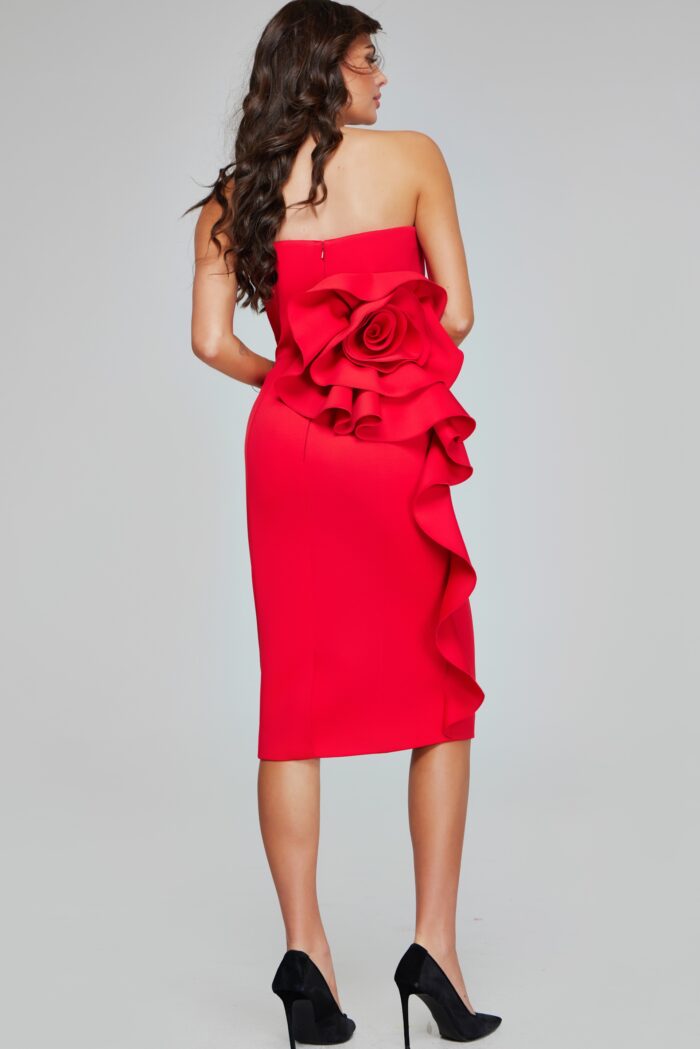 Model wearing Red Fitted Contemporary Dress 40097