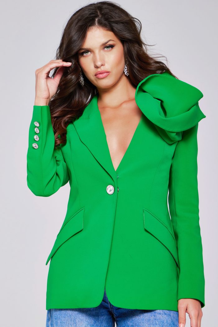 Green Bow Shoulder Blazer 40283