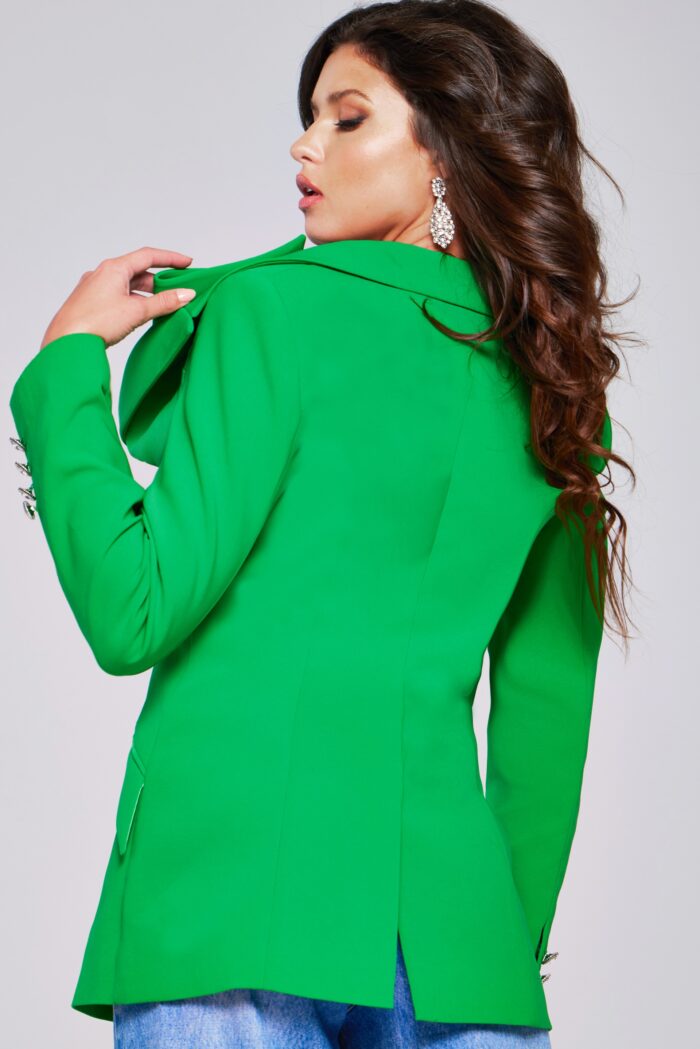 Model wearing Green Bow Shoulder Blazer 40283