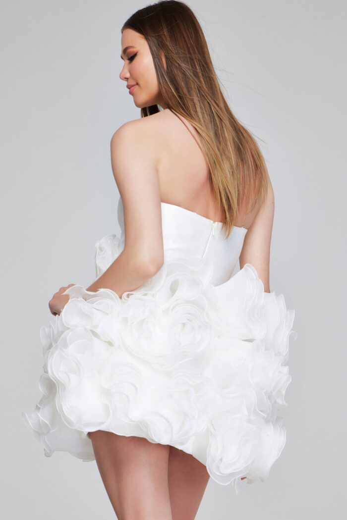 Model wearing Strapless Little White Dress 40334