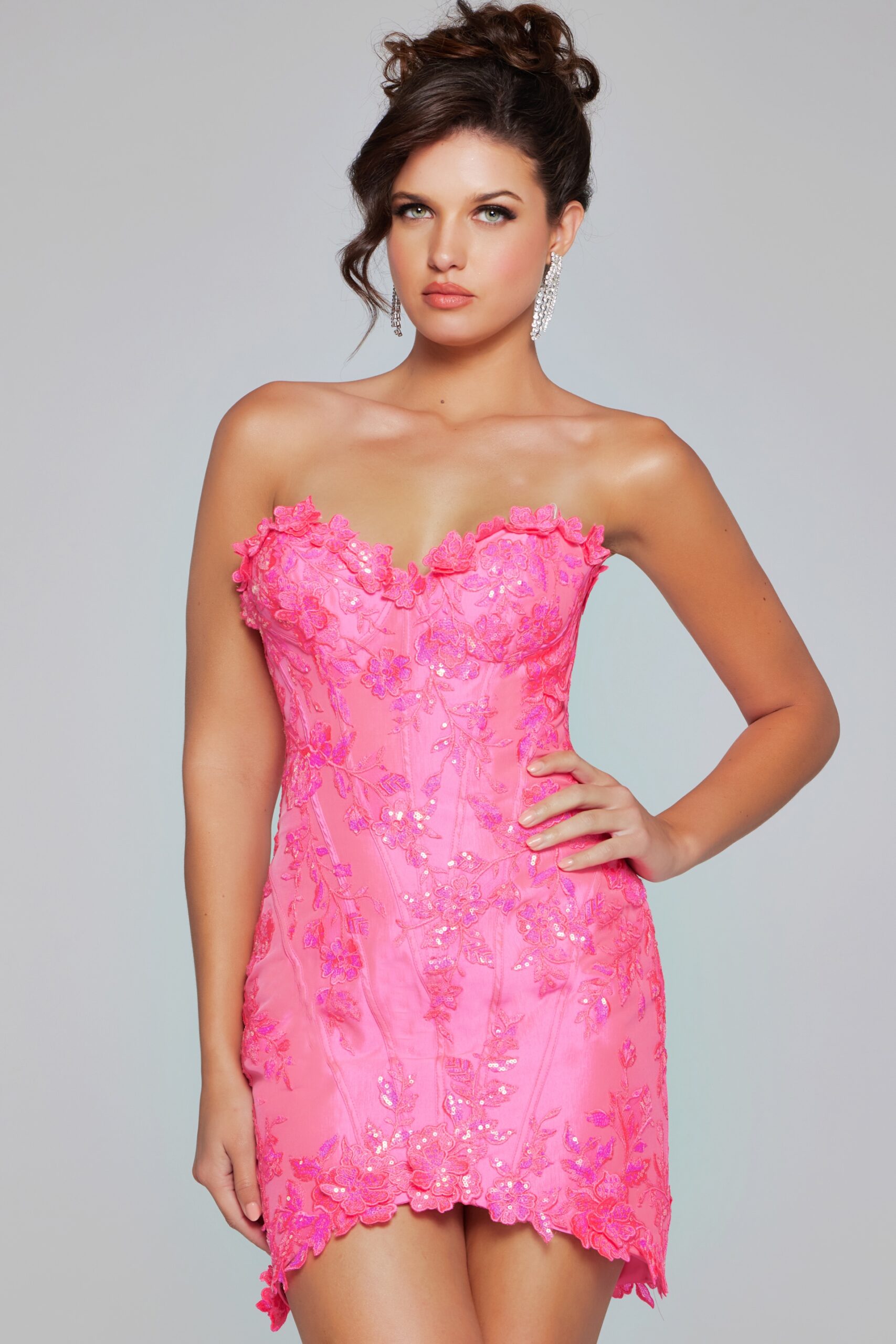 Pink Sweetheart Neckline Fitted Dress 40380