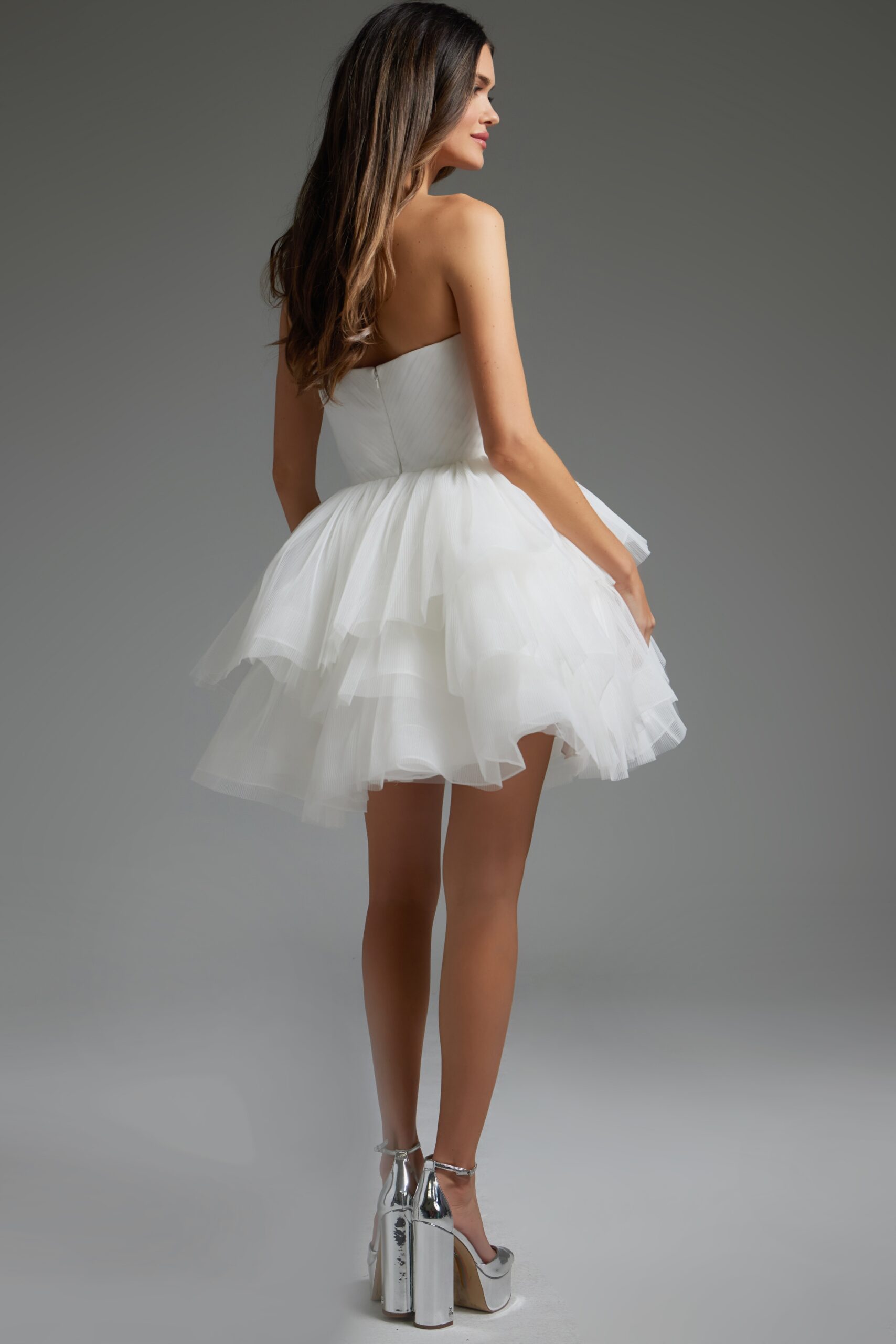 Off White Fit and Flare Strapless Dress 41054