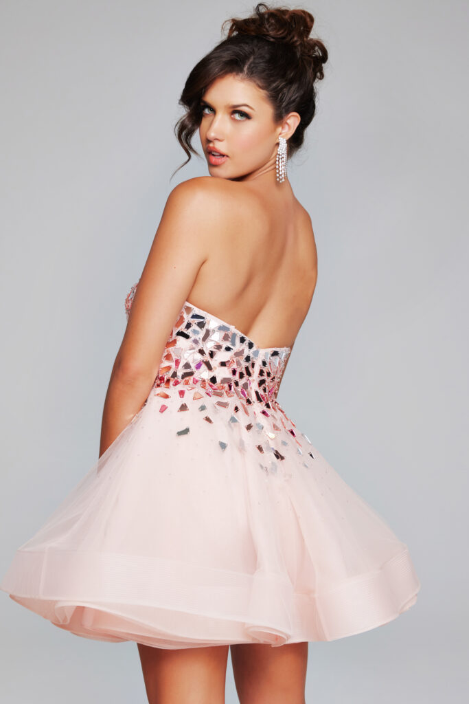 Pink Embellished Fit and Flare Dress 42282