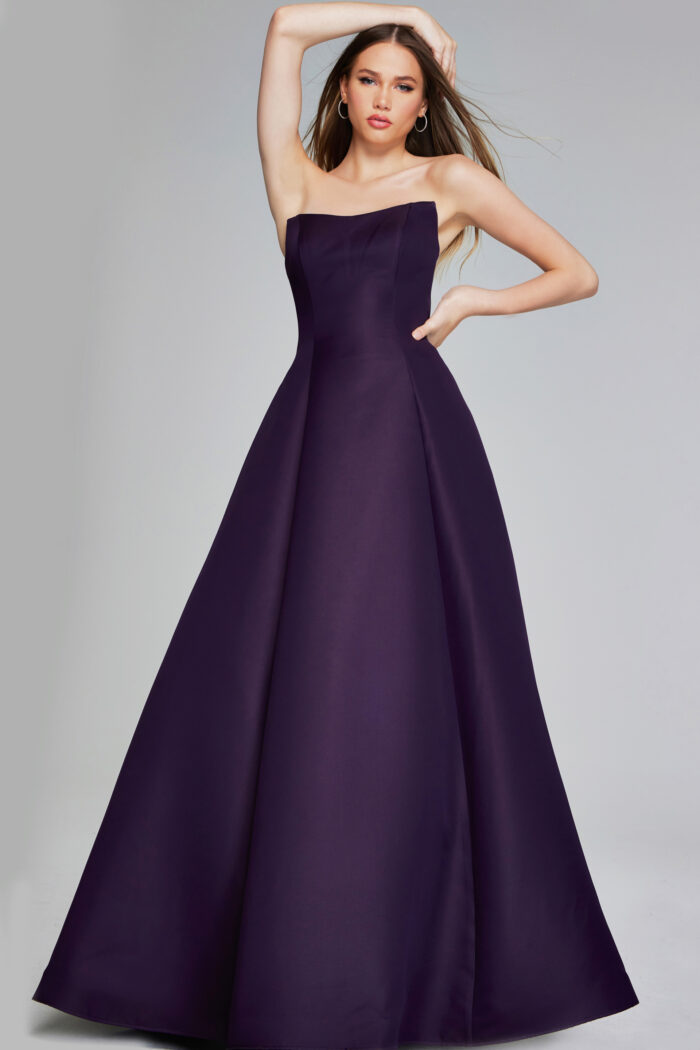 Model wearing Strapless A line Evening Gown 42347