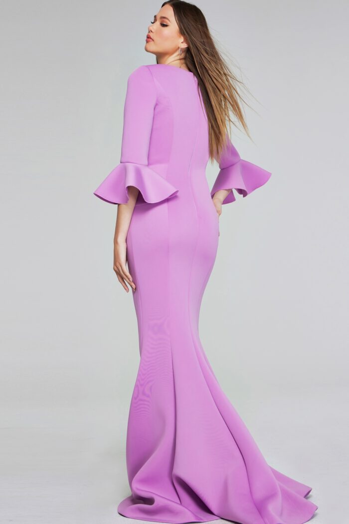 Model wearing Elegant Lilac Bell Sleeve Gown 42579