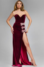 burgundy dress with three bows 42665