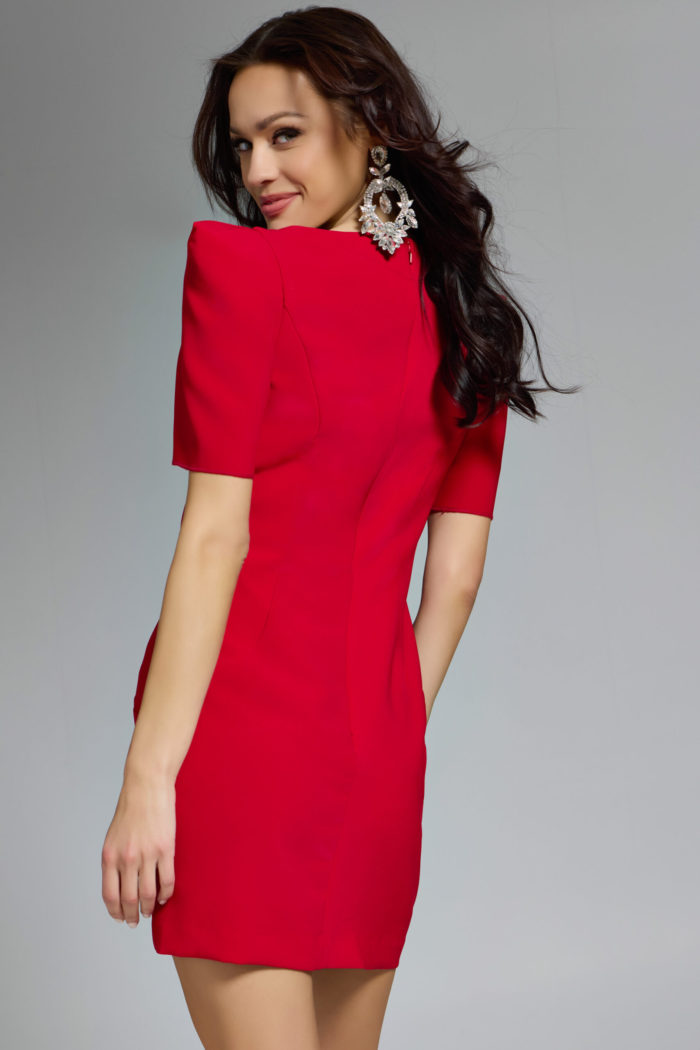 short sleeve short red dress 42745