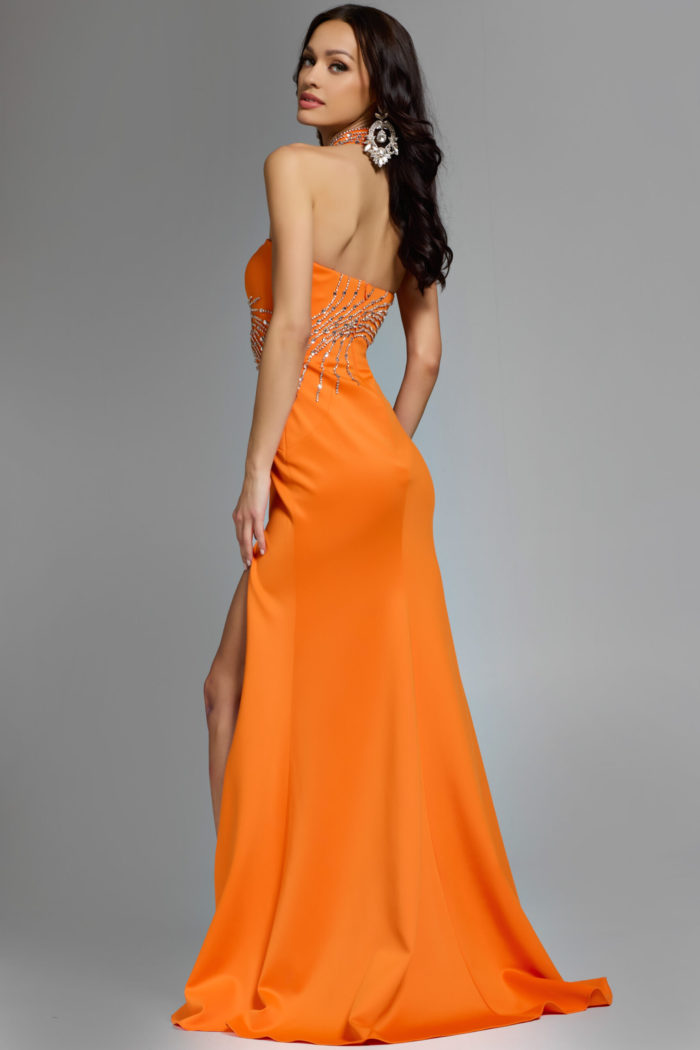 orange backless dress 43018