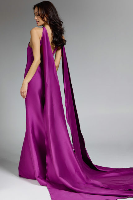 sleeveless long evening dress with drapes on shoulder 43280