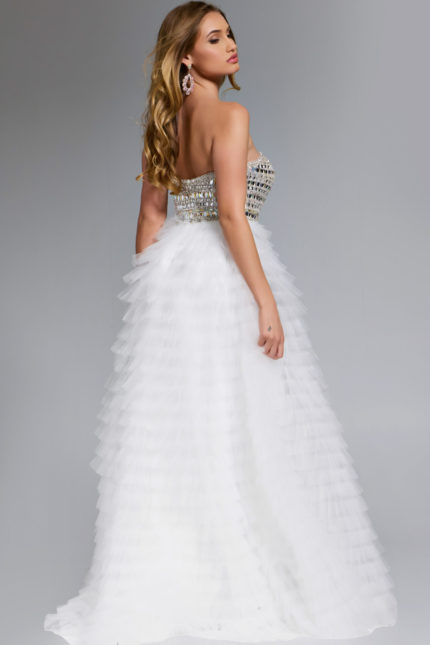 layered a line prom dress with beaded bodice 43412