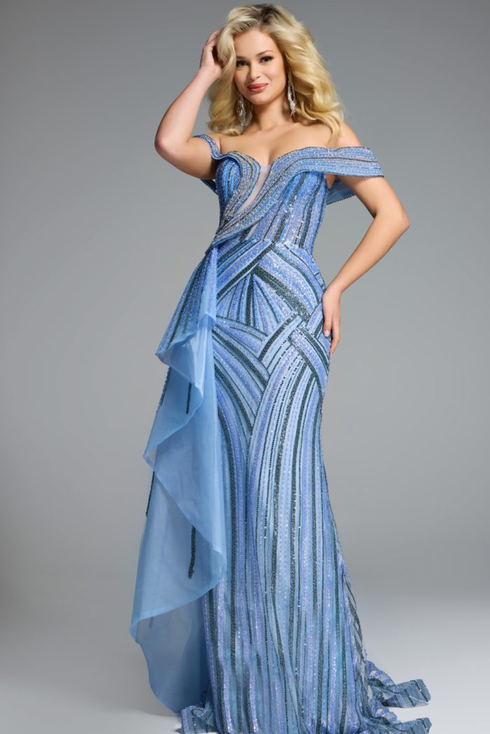 Model wearing Jovani dress 44843-1.