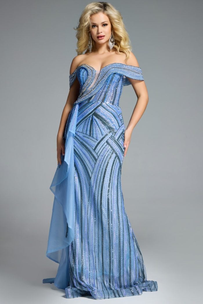 Model wearing Jovani dress 44843-1.