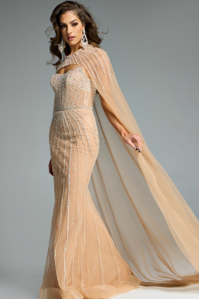 Model wearing Jovani dress 45077.