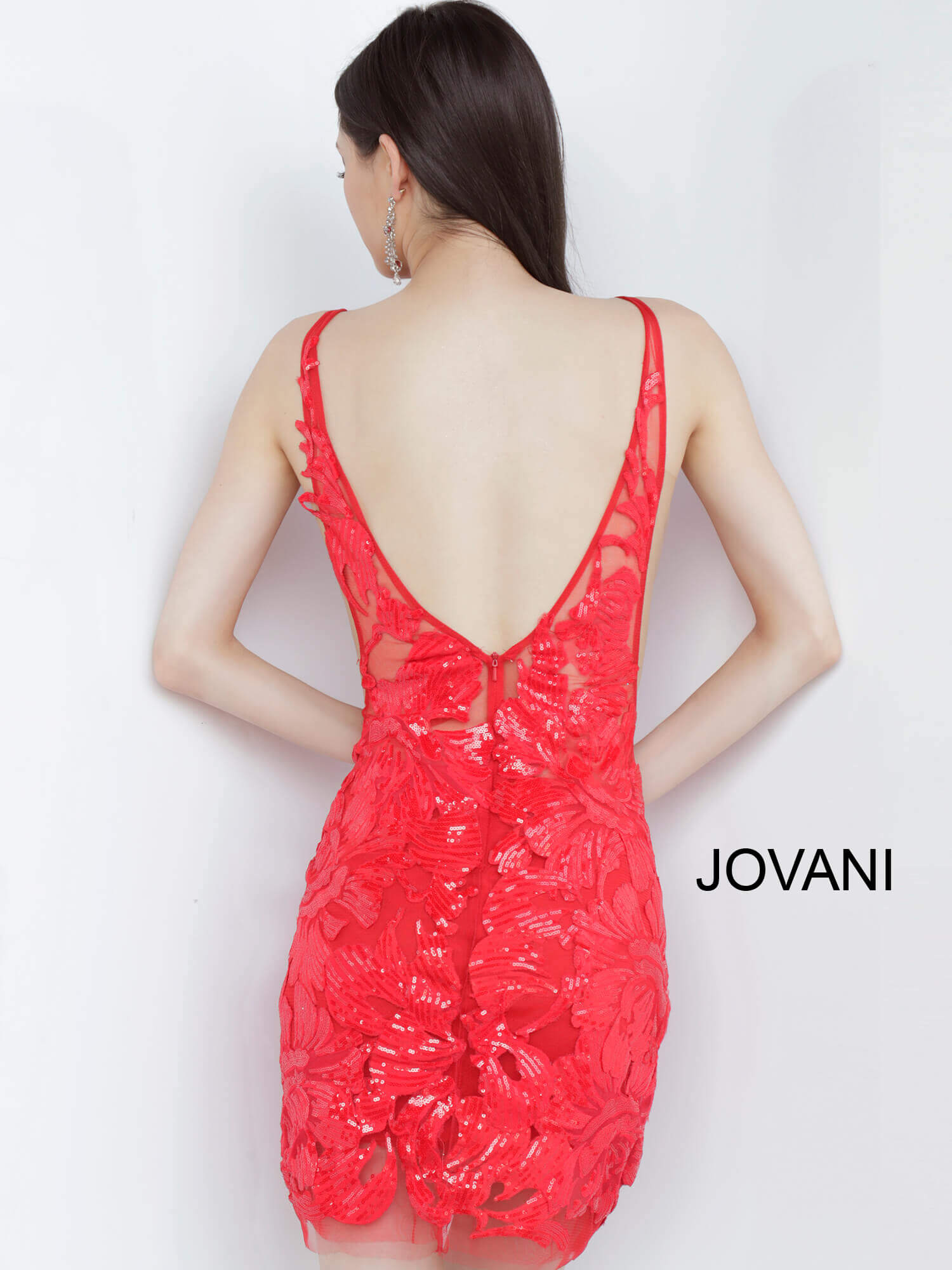 Jovani 4552 Red Embellished Fitted Cocktail Dress