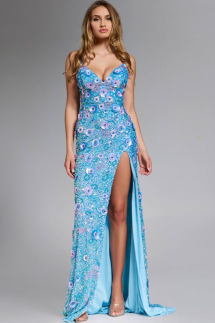 Model wearing Jovani dress 46097.