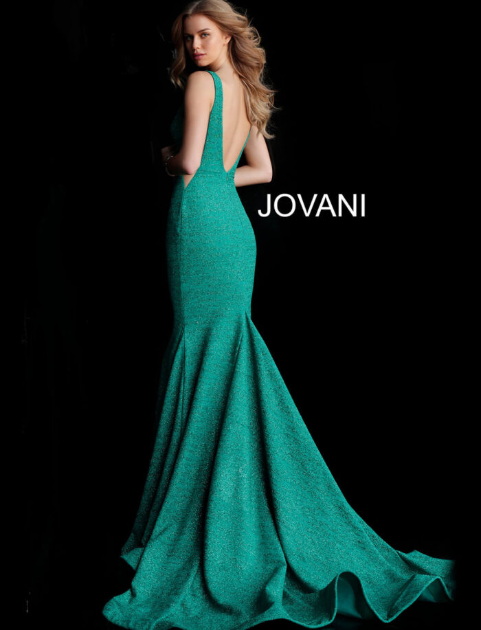 Model wearing Burgundy Fitted Jovani A-line Gown 47075