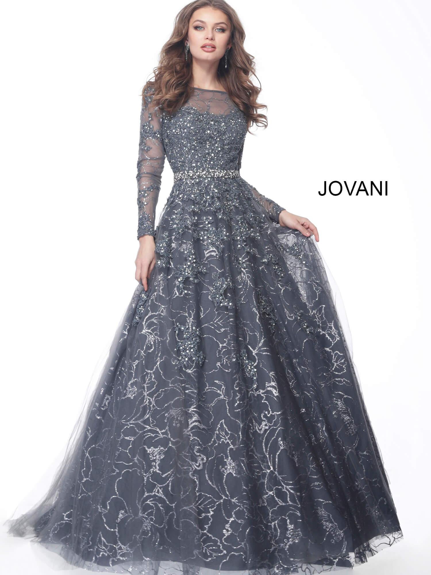 Jovani 51838 Embellished Long Sleeve Mother of the Bride Dress