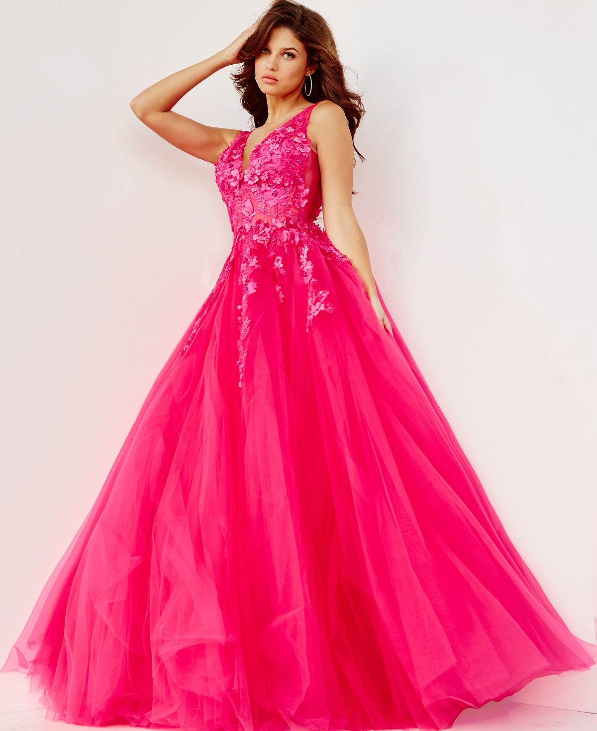 Jovani 55634 Red Floral Appliques Dress 2023 - Jovani