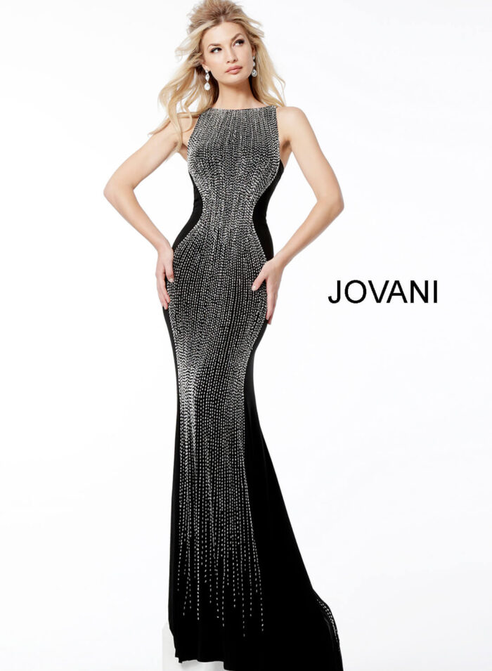 Model wearing Reba McEntire in Jovani 57935