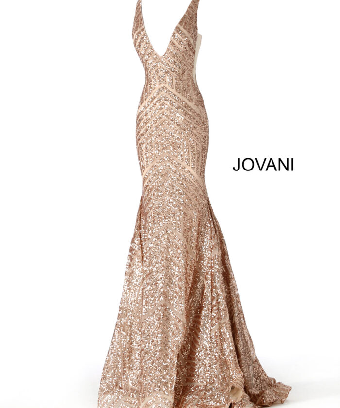 Model wearing Jovani 59762 Embellished Sexy Low V Party Dress