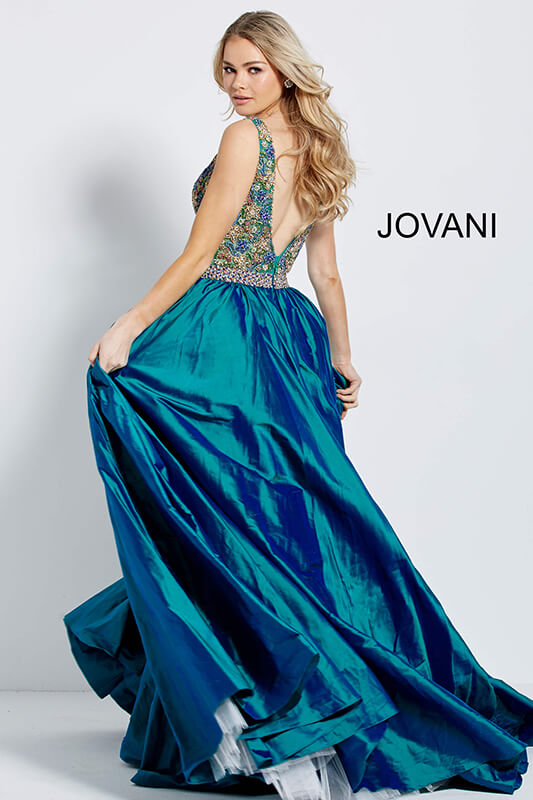 Peacock Embellished Sleeveless Bodice Pageant Gown 61464