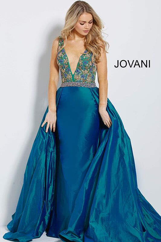 Peacock Embellished Sleeveless Bodice Pageant Gown 61464
