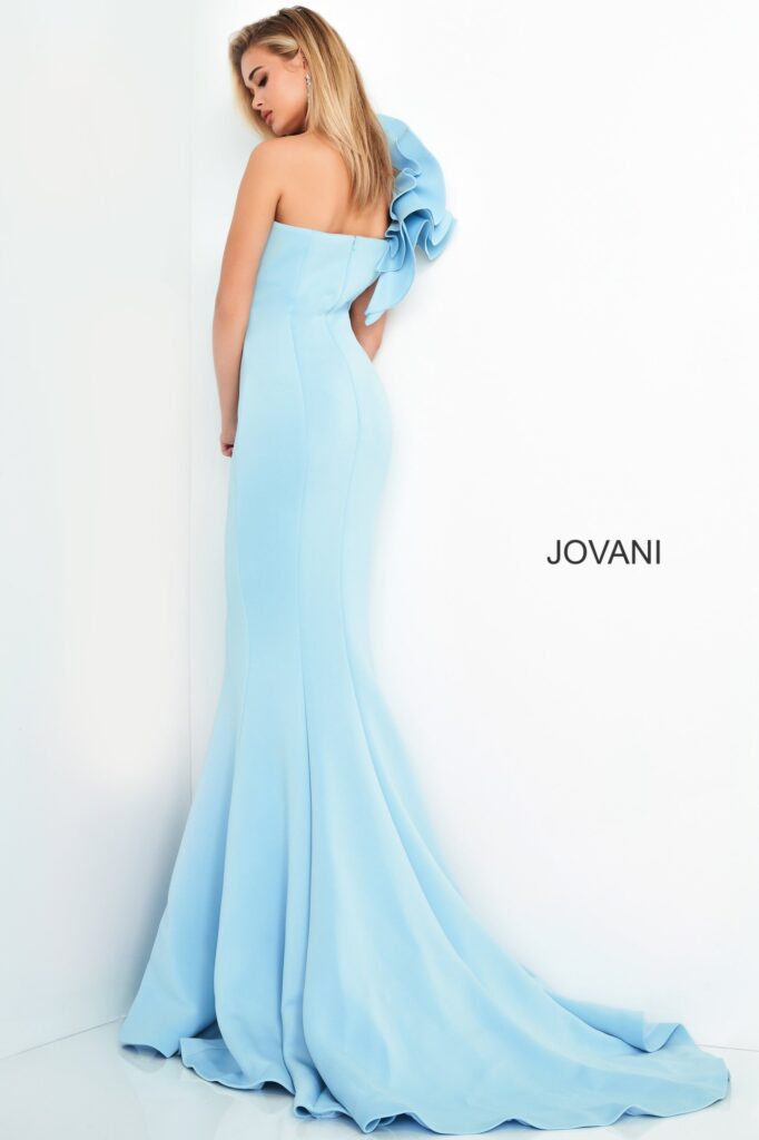 Jovani 63994 One Shoulder Fitted Scuba Evening Dress