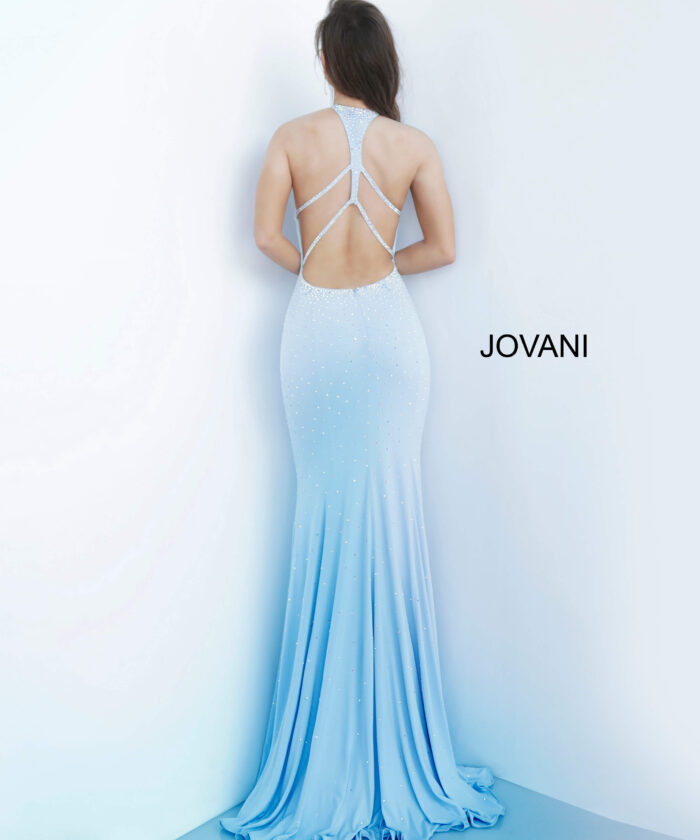 Model wearing Beaded Jersey Jovani Dress 67101