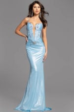 long blue prom dress D5046