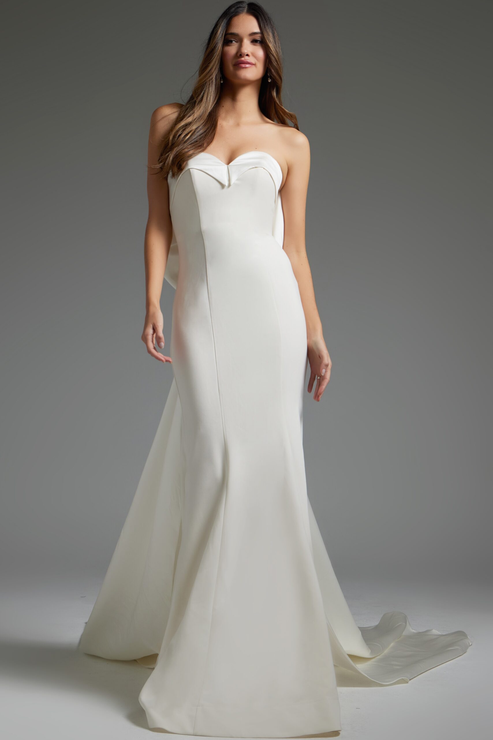Ivory Strapless Simple Wedding Dress JB05352