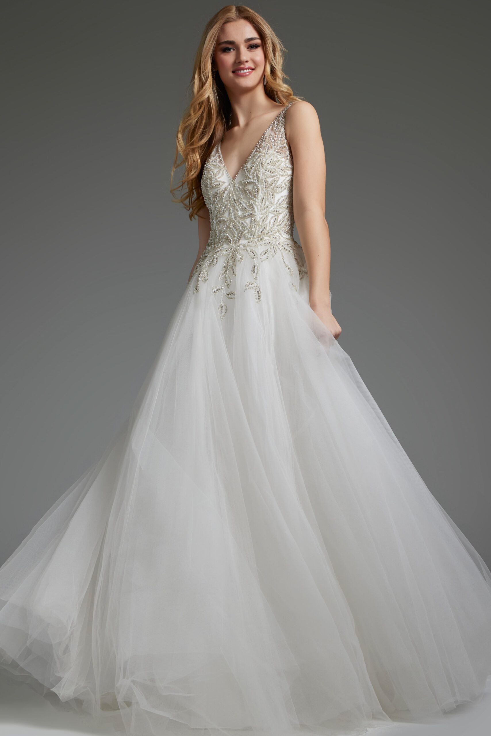 Off White Embellished Bodice Bridal Gown JB03500