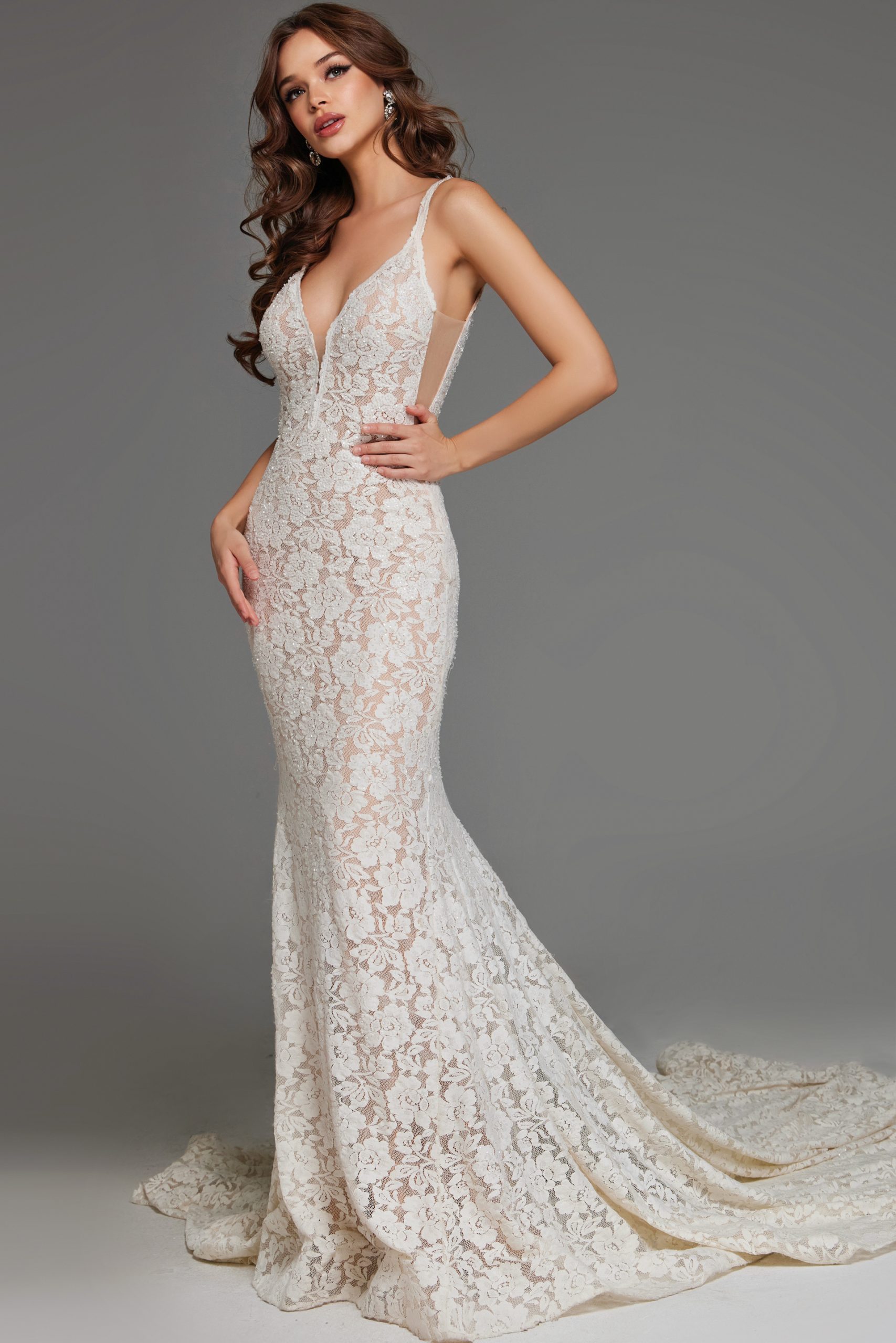 Jovani JB03864 Ivory Lace Wedding Dress Jovani