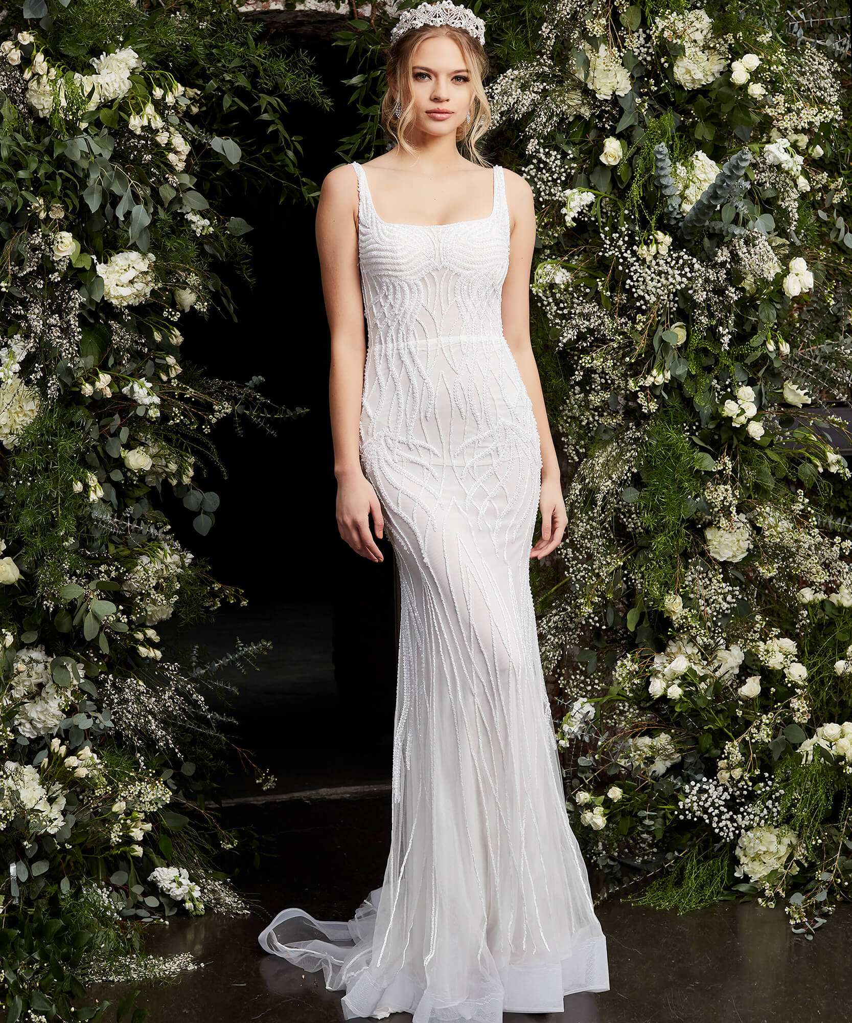 Jovani JB06666 Off White Embellished Sheath Bridal Dress